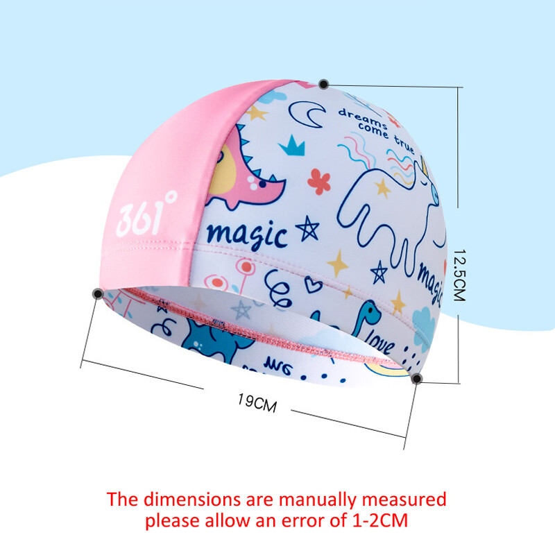 Značková detská plavecká čiapka s kreslenou potlačou, pohodlná látková detská plávajúca elastická strečová chlapčenská dievčenská bazénová čiapka, priedušná