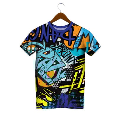 Hip Hop Street T-shirt Ανδρικό 3D Graffiti print Κοντό μανίκι Fashion Personality Ανδρικό T-shirt με στρογγυλή λαιμόκοψη Αθλητικά ρούχα γρήγορου στεγνώματος