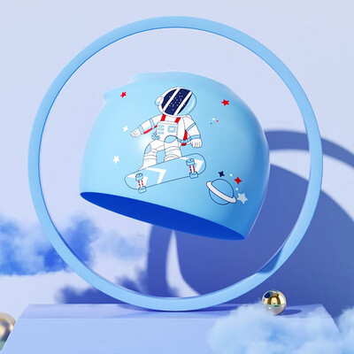 Cască de înot pentru copii din silicon, impermeabilă, cu desene animate, drăguț, confortabilă, nestrânsă, protecție pentru urechi, șapcă de înot, băieți, fete