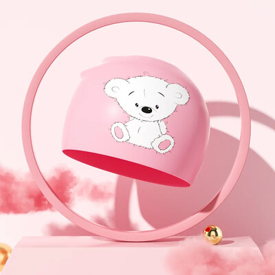 Cască de înot pentru copii din silicon, impermeabilă, cu desene animate, drăguț, confortabilă, nestrânsă, protecție pentru urechi, șapcă de înot, băieți, fete