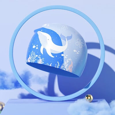 Cască de înot pentru copii din silicon, impermeabilă, cu desene animate, drăguț, confortabilă, nestrânsă, protecție pentru urechi, șapcă de înot, băieți, fete