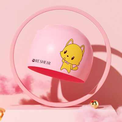 Cască de înot pentru copii din silicon, impermeabilă, cu desene animate, drăguț, confortabilă, nestrânsă, protecție pentru urechi, șapcă de înot, băieți, fete