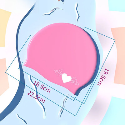 Detská silikónová plavecká čiapka, vodotesná, nesťahujúca, módna, s kreslenou potlačou, dámska, roztomilá, trendy plavecká čiapka