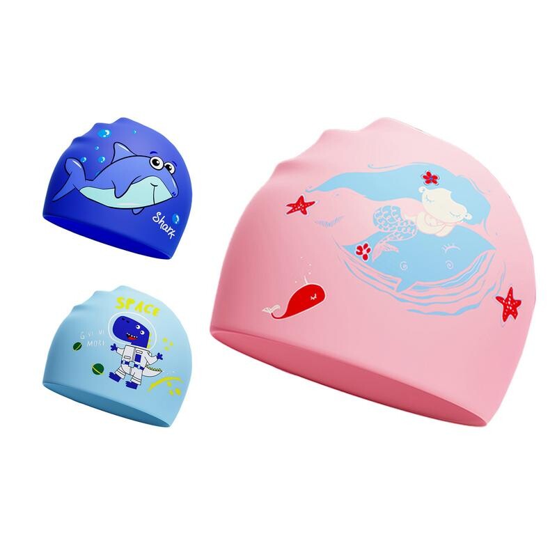 Bērnu peldcepures jaukas meitenes zēnu peldcepures ūdensnecaurlaidīgas elastīgas silikona baseina pludmales peldēšanas aksesuāri niršanas cepures