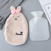 1 gab Atkārtoti lietojams Cute Rabbit PVC stresa sāpju mazināšanas karstā ūdens pudeles maisiņš ar mīkstu, mājīgu vāku ziemas silts karstums roku sildītājs