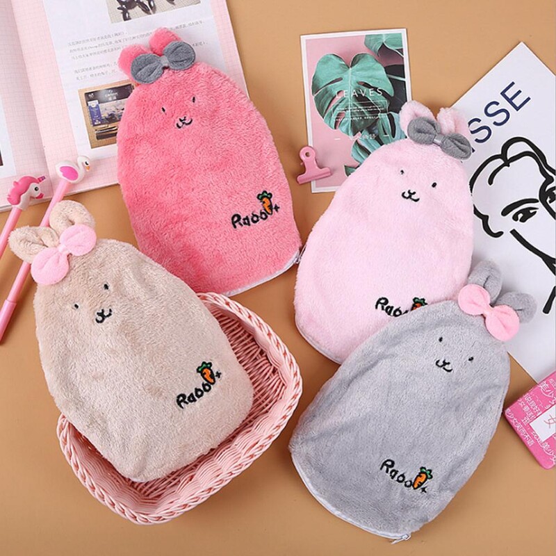 1 gab Atkārtoti lietojams Cute Rabbit PVC stresa sāpju mazināšanas karstā ūdens pudeles maisiņš ar mīkstu, mājīgu vāku ziemas silts karstums roku sildītājs