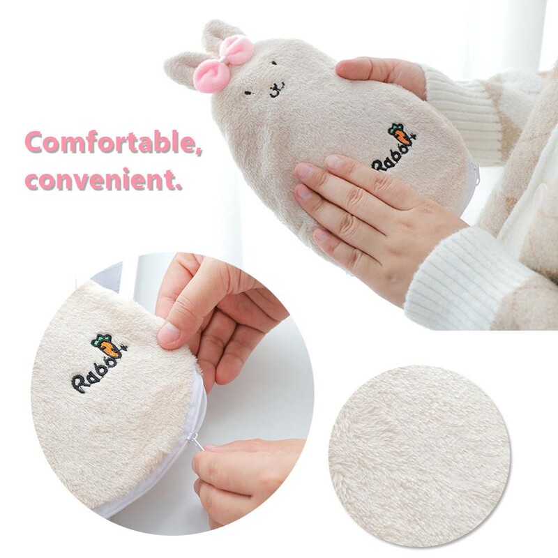 1 gab Atkārtoti lietojams Cute Rabbit PVC stresa sāpju mazināšanas karstā ūdens pudeles maisiņš ar mīkstu, mājīgu vāku ziemas silts karstums roku sildītājs