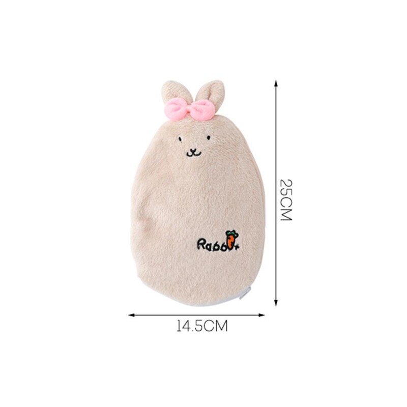 1 gab Atkārtoti lietojams Cute Rabbit PVC stresa sāpju mazināšanas karstā ūdens pudeles maisiņš ar mīkstu, mājīgu vāku ziemas silts karstums roku sildītājs