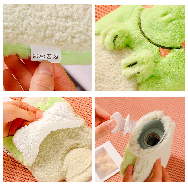 Nová kreslená fľaša na horúcu vodu s mäkkým plyšovým obalom, vrecko na horúcu vodu na ohrievanie zápästí a nôh, menštruačný horúci kompresný vrecko na horúcu vodu