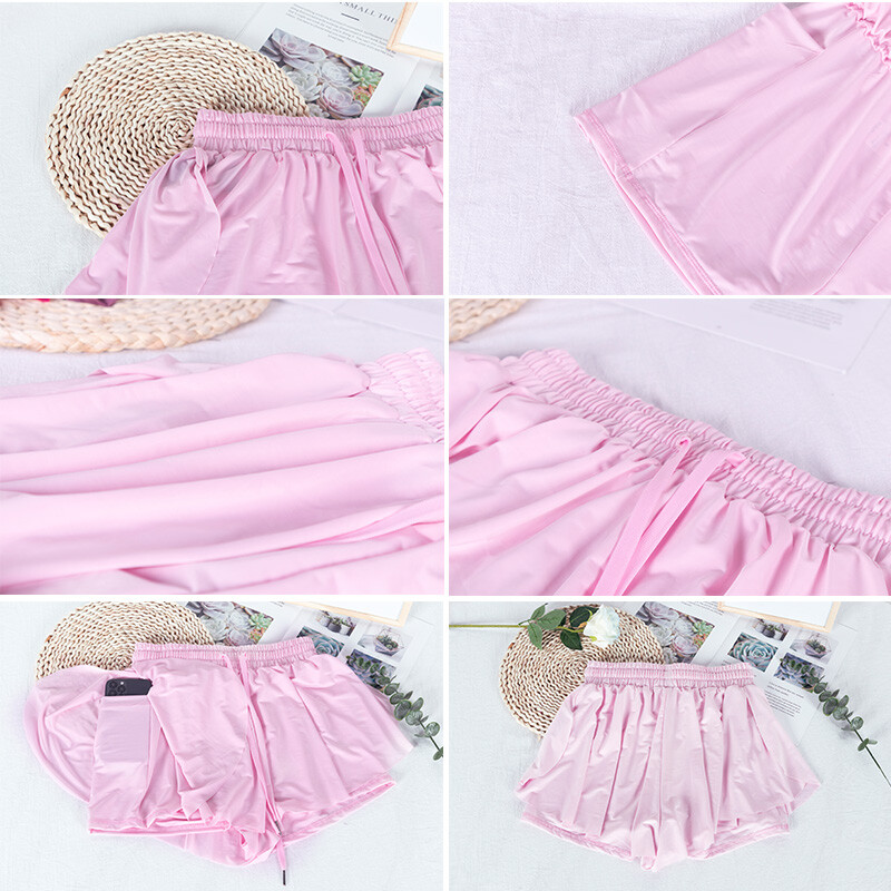 VITALINOVO Dámske 2 v 1 splývavé bežecké šortky, dvojvrstvové atletické cvičebné motorkárske šortky s vysokým pásom, sukne na jogu a tenis