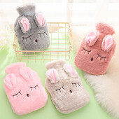 Talvine kuumaveekoti kätesoojendaja armas küüliku kommivärvi kunstkarusnaha kõhusoojendaja plahvatuskindel kuumaveepudeli kehasoojendaja