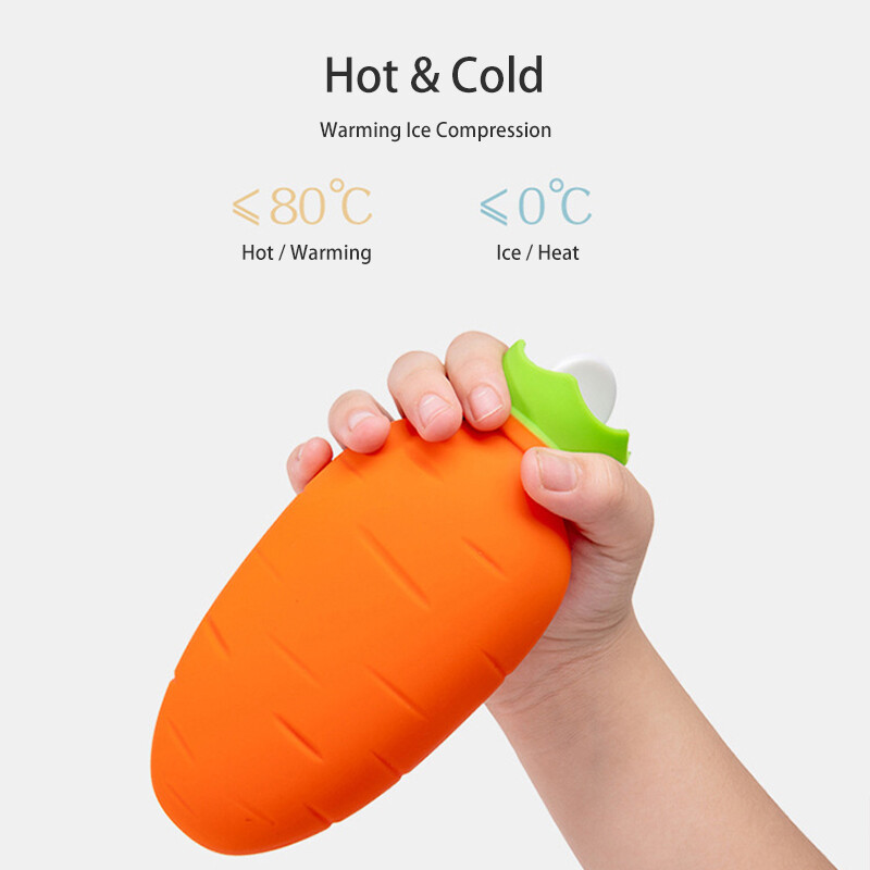 Vaikų guminis morkų rankų šildytuvas, daugkartinio naudojimo karšto vandens butelis, sprogimui atsparus vandens įpurškimo maišelis žiemos skausmą malšinantis kūno kaklo šildytuvas