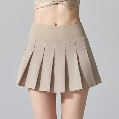 Dámska krátka sukňa s vysokým pásom, úzky strih, skladaná sukňa, bežecká športová fitness sukňa, tenis, bedmintonový golf