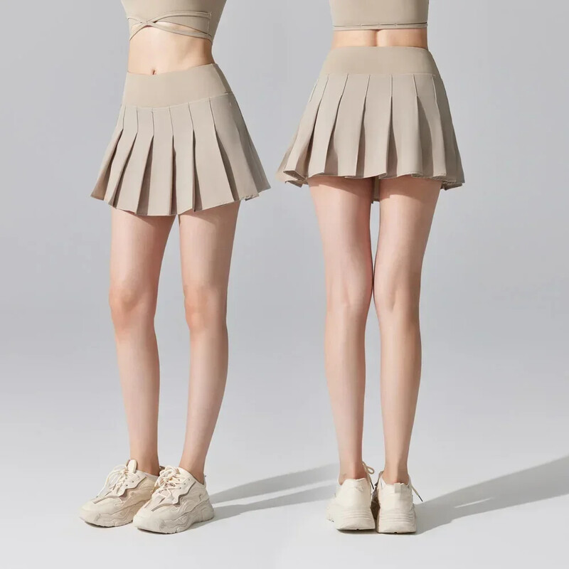 Dámska krátka sukňa s vysokým pásom, úzky strih, skladaná sukňa, bežecká športová fitness sukňa, tenis, bedmintonový golf