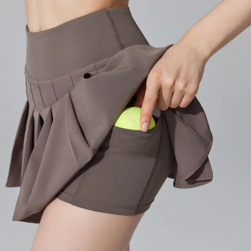 Dámska krátka sukňa s vysokým pásom, úzky strih, skladaná sukňa, bežecká športová fitness sukňa, tenis, bedmintonový golf