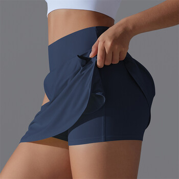 Para Praia Тенис поли за жени с къси шорти Атлетична пола Tummy Control Golf Skirt Шорти за бягане с джобове 7030 синьо