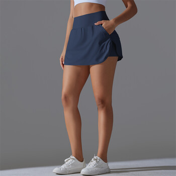 Para Praia Тенис поли за жени с къси шорти Атлетична пола Tummy Control Golf Skirt Шорти за бягане с джобове 7030 синьо