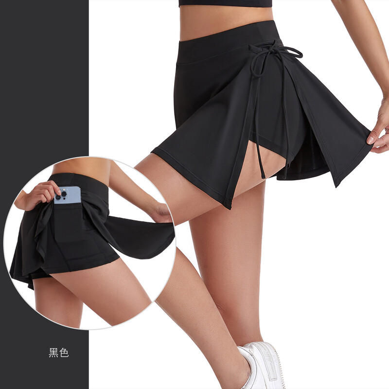 Europe Style Ženske tenisice Culottes Suknja za fitness Trening Trčanje Joga Badminton Sportske kratke hlače Podstava s džepom protiv pražnjenja