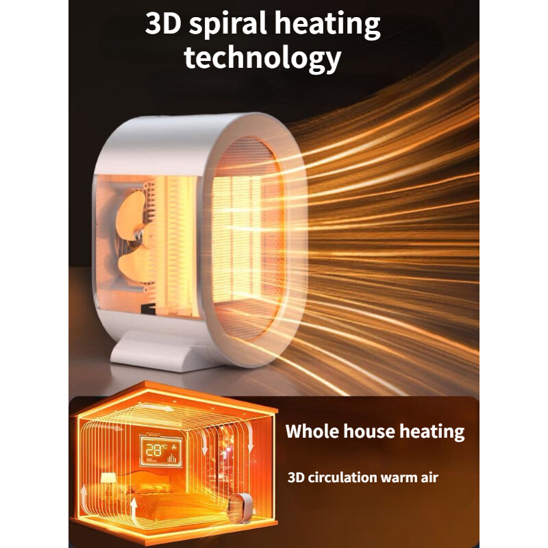 Nešiojamas elektrinis šildytuvas Kambario šildymo krosnelė Mini buitinė radiatorius Nuotolinis šildytuvas skirtas žieminiams staliniams šildytuvams 1200W