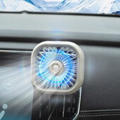 USB automobilio elektrinis ventiliatorius Mini automatinis kūrybinis apšvietimo ventiliatorius, skirtas oro išleidimo angai, kvadratiniam automobiliui, aušinimo ventiliatorius, vėsinimas, automobilio priedai