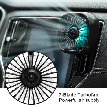 Ηλεκτρικός ανεμιστήρας USB αυτοκινήτου Mini Auto Creative Lighting Fan for Air Outlet Square Vehicle Cooling Ventilator Coolness Αξεσουάρ αυτοκινήτου