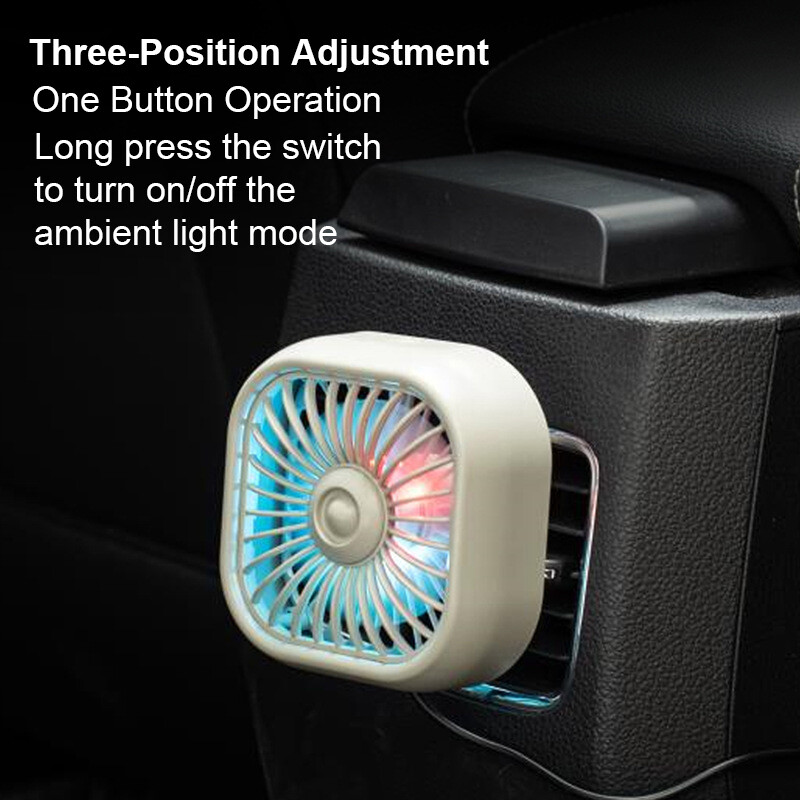 USB automobilio elektrinis ventiliatorius Mini automatinis kūrybinis apšvietimo ventiliatorius, skirtas oro išleidimo angai, kvadratiniam automobiliui, aušinimo ventiliatorius, vėsinimas, automobilio priedai