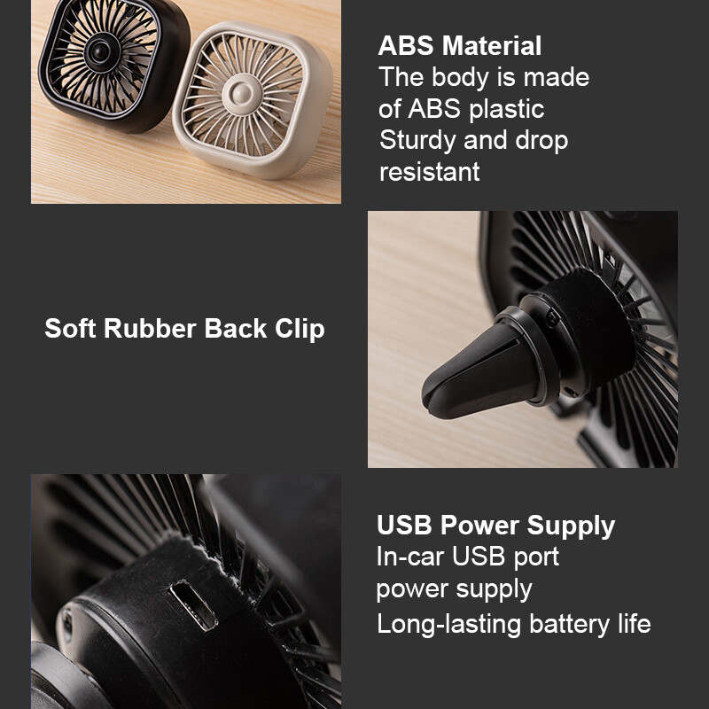 USB automobilio elektrinis ventiliatorius Mini automatinis kūrybinis apšvietimo ventiliatorius, skirtas oro išleidimo angai, kvadratiniam automobiliui, aušinimo ventiliatorius, vėsinimas, automobilio priedai