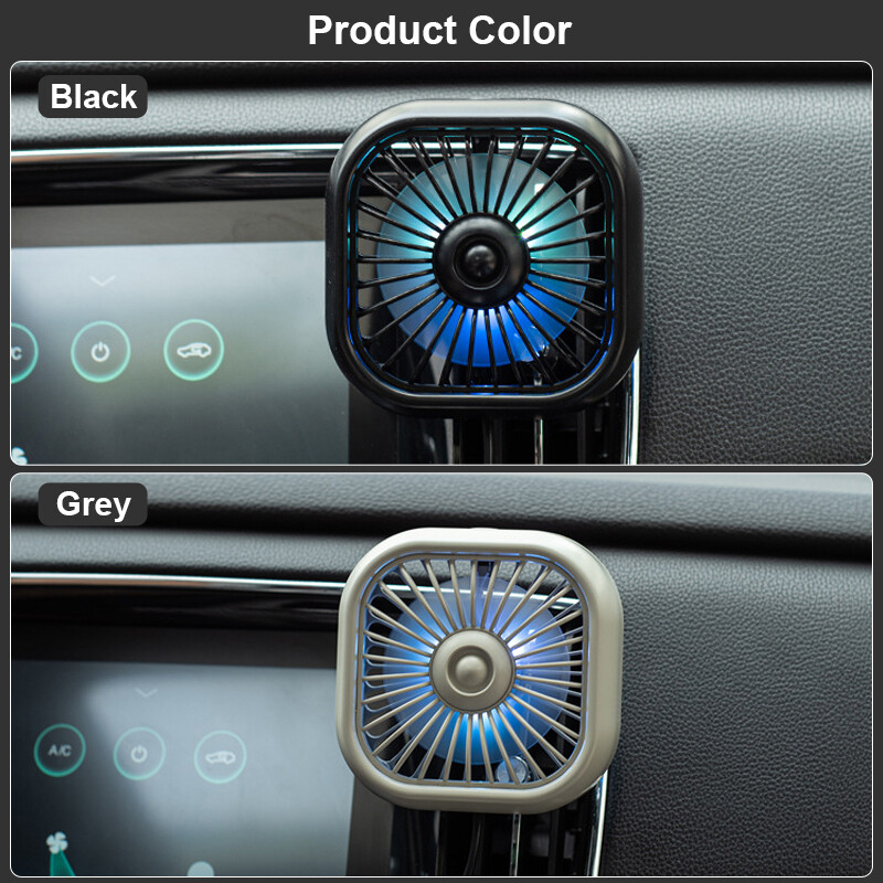 USB automobilio elektrinis ventiliatorius Mini automatinis kūrybinis apšvietimo ventiliatorius, skirtas oro išleidimo angai, kvadratiniam automobiliui, aušinimo ventiliatorius, vėsinimas, automobilio priedai