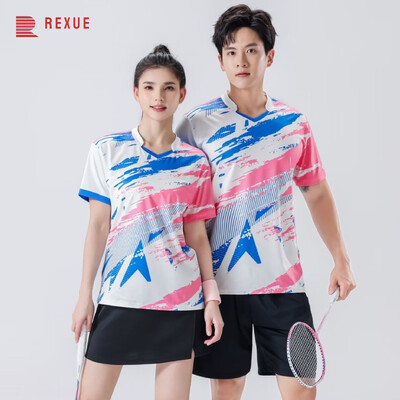 Badminton and Tennis Series 3D Printed Men`s and Women`s Outdoor Sports Jersey Short Sleeved Round Neck Running T-shirt Tops