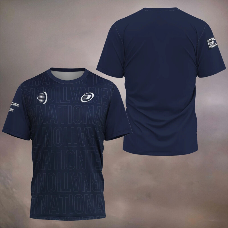 2024 Εξαιρετικά λεπτή καλοκαιρινή αθλητική γυμναστική, αναπνεύσιμο και γρήγορο στέγνωμα, κοντό μανίκι ανδρικό μπλουζάκι με στάμπα με padel, Ανδρικά ρούχα τένις