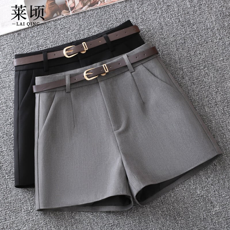 Gray suit shorts for women 2024 spring and summer new style pants boots high waist thin universal loose casual pants