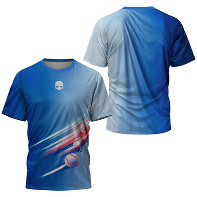 Tricou cu craniu cu uscare rapidă City Padel Tricou de înaltă calitate pentru antrenament tenis Îmbrăcăminte Nouă vară Tricou sport largi pentru bărbați