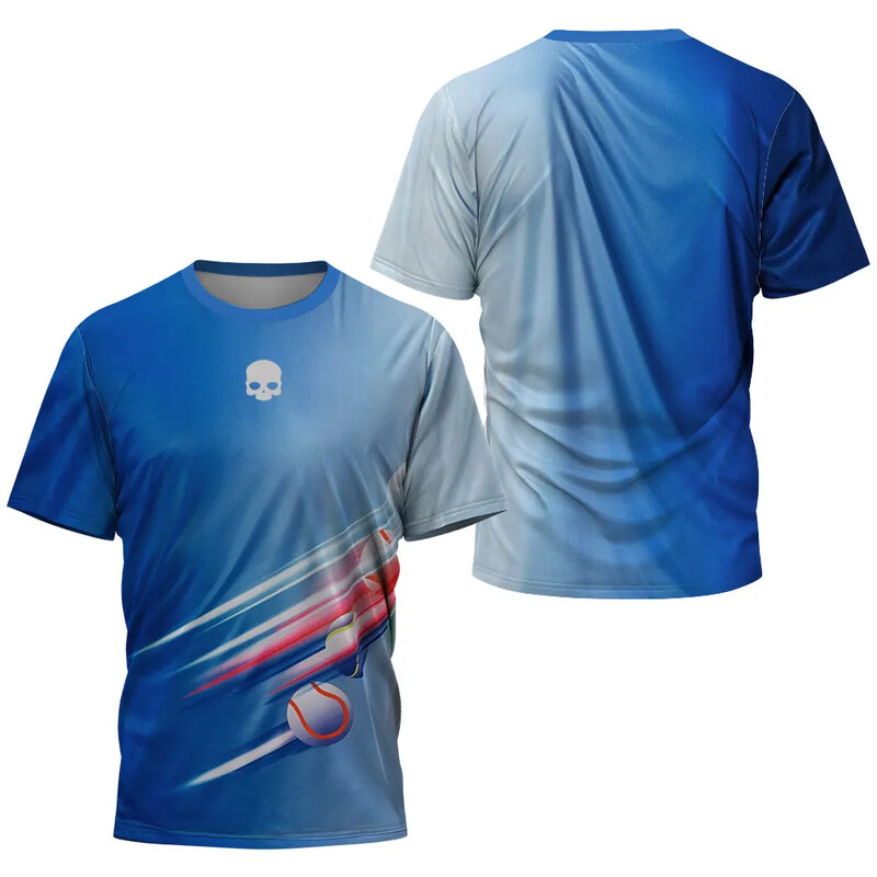Tricou cu craniu cu uscare rapidă City Padel Tricou de înaltă calitate pentru antrenament tenis Îmbrăcăminte Nouă vară Tricou sport largi pentru bărbați