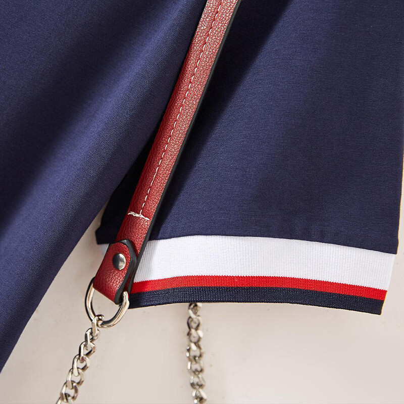 Ljeto 2022. Novi stil Temperament Slobodno vrijeme Svestrana sportska haljina Polo ovratnik kontrastne boje Tanka duga suknja Žene