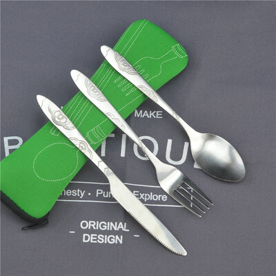 Set de veselă portabil cu fermoare, lingură de camping, set de veselă de călătorie, geantă pentru cină, unelte de uz casnic, lingură de camping, set