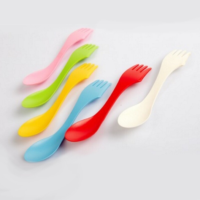 1 sada (6 ks = 1 sada) 3 v 1 Vonkajší kempingový riad Tepelne odolná lyžica Vidlička Nôž Kempovanie Turistické náčinie Spork Combo Cestovanie