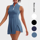 Dámske letné tenisové šaty s kraťasmi a vreckom na golf, športové oblečenie na bedminton 2024, aktívne oblečenie, tepláková súprava bez rukávov