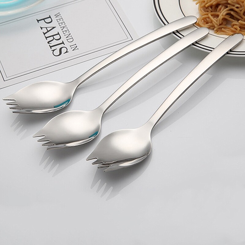 Žlica Vilica Duga drška Žlica za salatu Spork od nehrđajućeg čelika za višekratnu upotrebu Žlice za desert Posuđe za piknik na otvorenom
