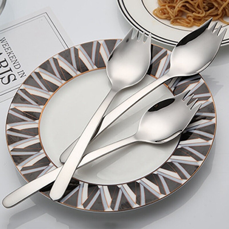 Žlica Vilica Duga drška Žlica za salatu Spork od nehrđajućeg čelika za višekratnu upotrebu Žlice za desert Posuđe za piknik na otvorenom