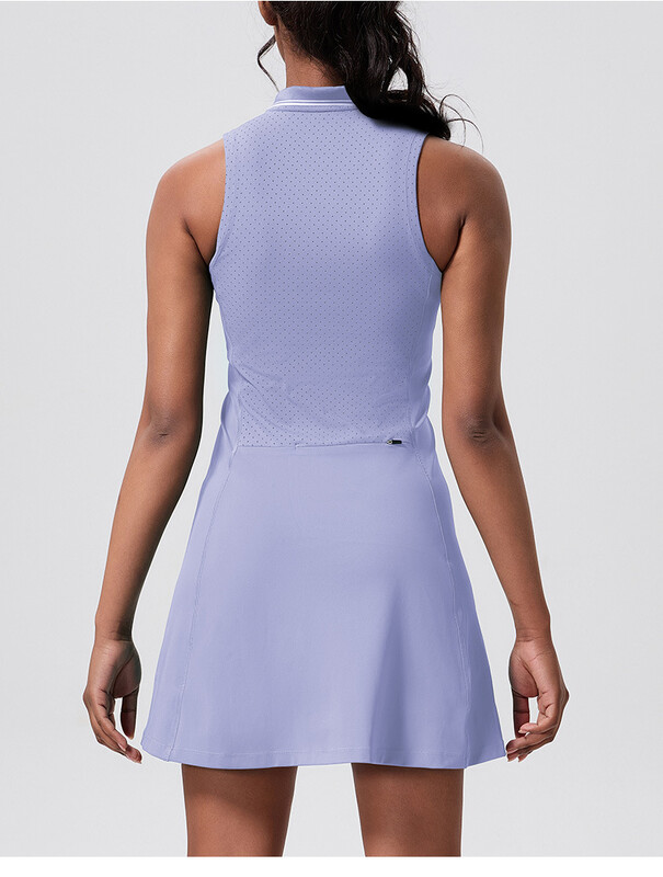 Reciklirana golf teniska haljina s V-izrezom i džepom za telefon. Sportske haljine za vježbanje, mini haljina bez rukava Ležerna kratka haljina