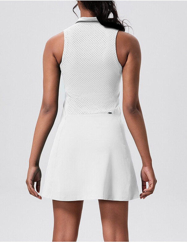 Reciklirana golf teniska haljina s V-izrezom i džepom za telefon. Sportske haljine za vježbanje, mini haljina bez rukava Ležerna kratka haljina