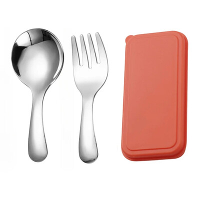 Prenosná lyžica z nehrdzavejúcej ocele 304, vidlička, vonkajšia kempingová skladacia lyžica s krátkou rukoväťou, vidlička na dezert, okrúhla vidlička, mini riad.