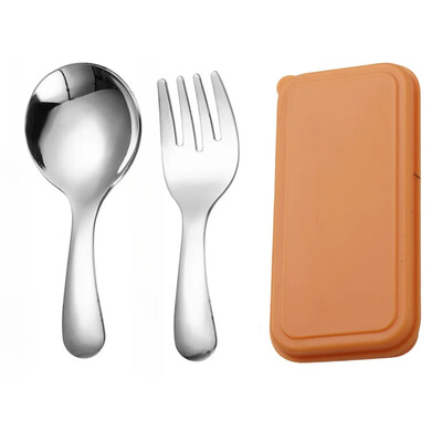 Prenosná lyžica z nehrdzavejúcej ocele 304, vidlička, vonkajšia kempingová skladacia lyžica s krátkou rukoväťou, vidlička na dezert, okrúhla vidlička, mini riad.