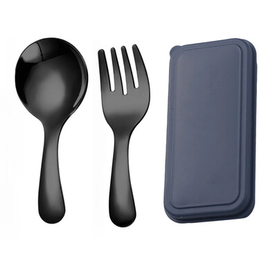 Prenosná lyžica z nehrdzavejúcej ocele 304, vidlička, vonkajšia kempingová skladacia lyžica s krátkou rukoväťou, vidlička na dezert, okrúhla vidlička, mini riad.