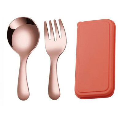 Prenosná lyžica z nehrdzavejúcej ocele 304, vidlička, vonkajšia kempingová skladacia lyžica s krátkou rukoväťou, vidlička na dezert, okrúhla vidlička, mini riad.