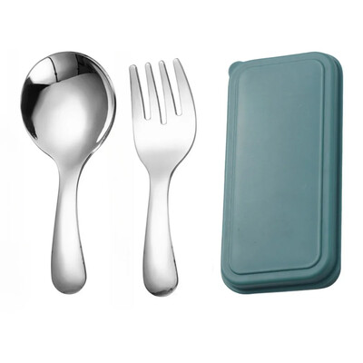 Prenosná lyžica z nehrdzavejúcej ocele 304, vidlička, vonkajšia kempingová skladacia lyžica s krátkou rukoväťou, vidlička na dezert, okrúhla vidlička, mini riad.