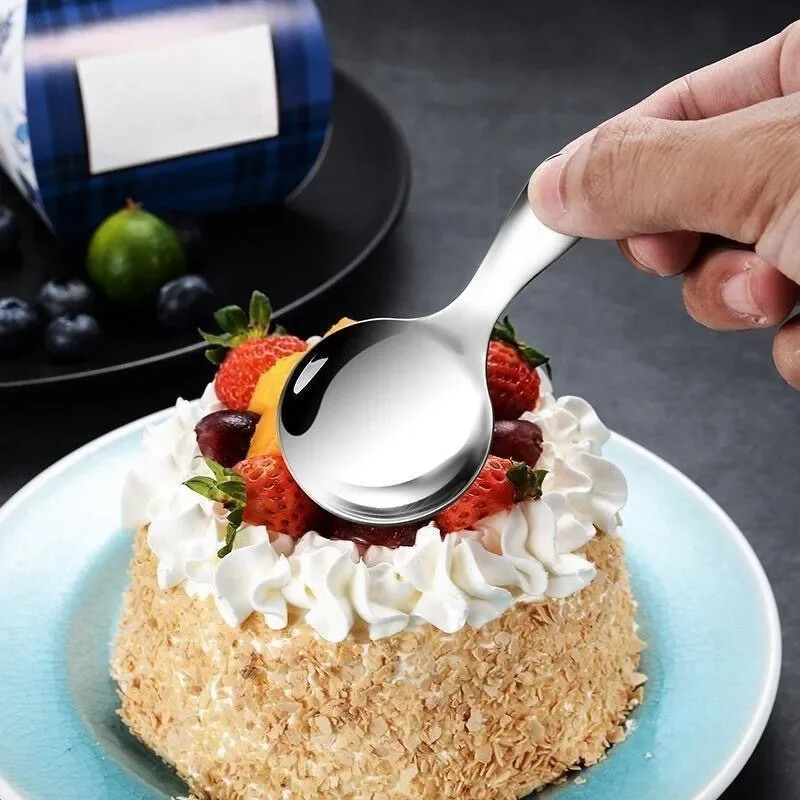 Prenosná lyžica z nehrdzavejúcej ocele 304, vidlička, vonkajšia kempingová skladacia lyžica s krátkou rukoväťou, vidlička na dezert, okrúhla vidlička, mini riad.