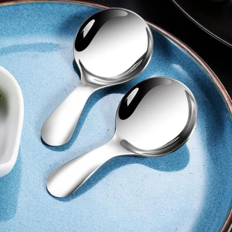 Prenosná lyžica z nehrdzavejúcej ocele 304, vidlička, vonkajšia kempingová skladacia lyžica s krátkou rukoväťou, vidlička na dezert, okrúhla vidlička, mini riad.