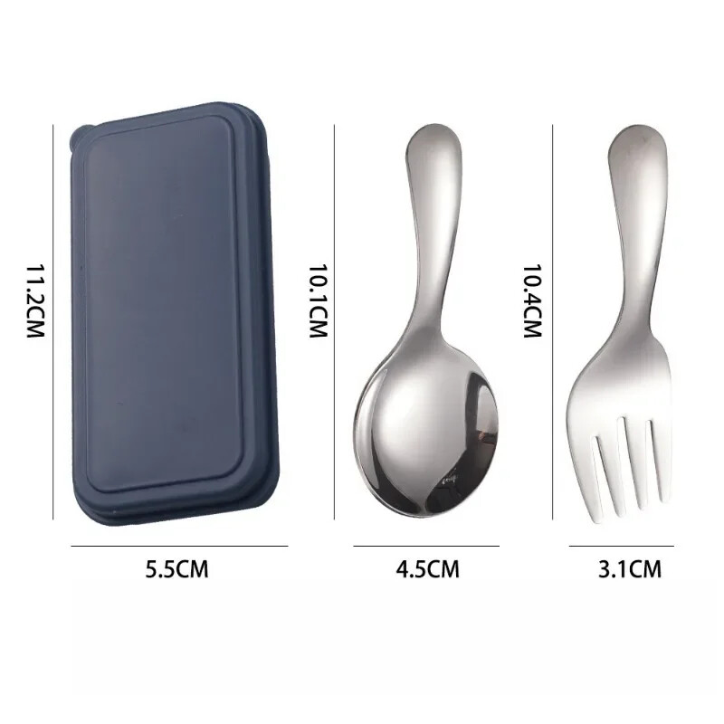 Prenosná lyžica z nehrdzavejúcej ocele 304, vidlička, vonkajšia kempingová skladacia lyžica s krátkou rukoväťou, vidlička na dezert, okrúhla vidlička, mini riad.
