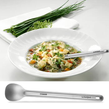 Lixada Titanium Long Handle Spoon Portable Outdoor Dinner Spoon μαχαιροπίρουνα Camping Backpacking Picnic Ultralight 15g